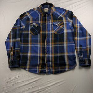 Levi's Men's Fall-Colored Plaid Button Down Light Weight Flannel Cotton Shirt Lg